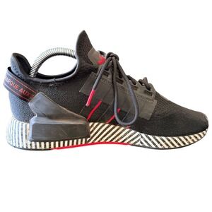 Adidas NMD R1 V2 Dazzle Core  Mens Black Red Striped Boost Sneakers FY2104 Sz 9